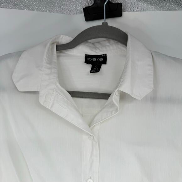 Ronen Chen Classic Button-Down Shirt Women's Size 0 White Clean Girl Minimalist - Picture 3 of 6